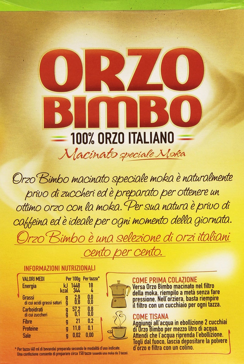 Orzo Bimbo: Barleyand coffee Powder for Moka 17.63oz (500gr) Package [ Italian Import ] - Image 2